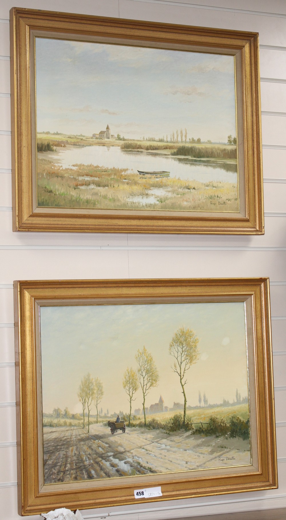 Roger Desoutter (1923-), pair of oils on canvas, Northern French landscapes, signed, 45 x 60cm